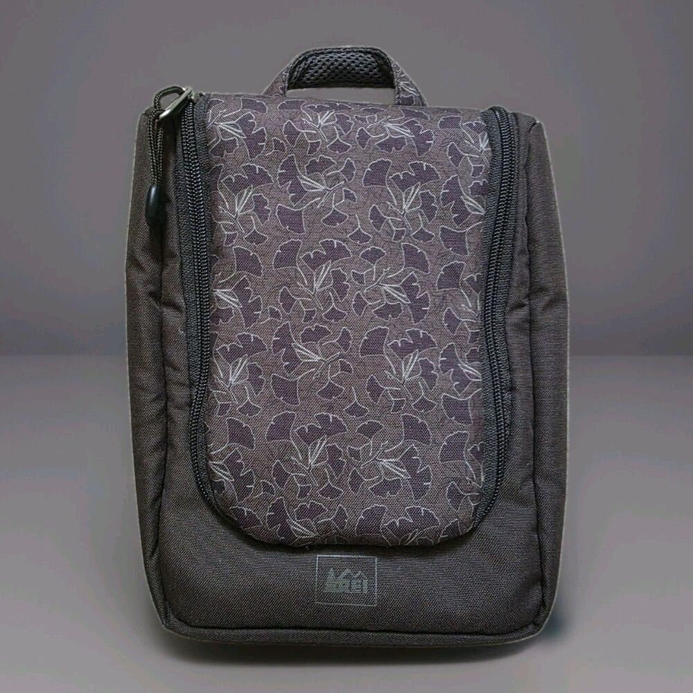 REI Hanging Travel Kit Toiletry Bag w/Mirror Camping Organizer Black/Purple